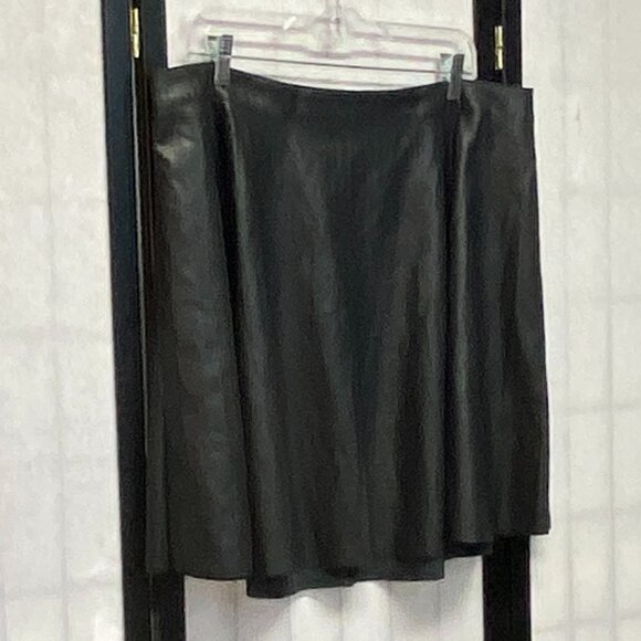 Fahsyee Black Faux Leather Skater Mini Skirt Circle Pleather Back Zip XXXL - Picture 3 of 13